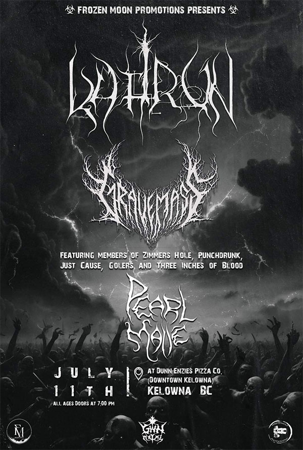 KAFIRUN band tour concert poster image for Kelowna BC Canada. Performace date: July 11 2024.