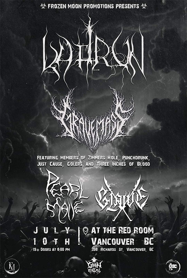 KAFIRUN band tour concert poster image for Vancouver BC Canada. Performace date: July 10 2024.